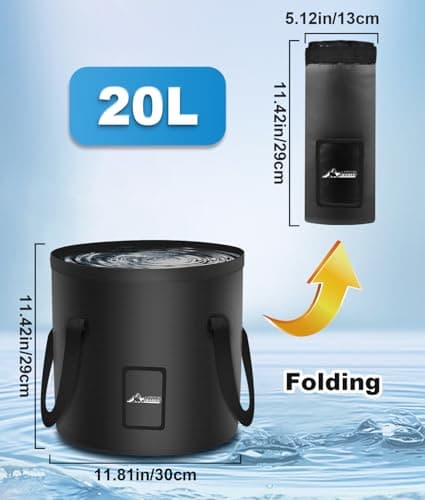 WADEO Portable Camping Shower, [6000mAh] [20L Collapsible Bucket] Rechargeable Battery Shower Pump, Outdoor Shower Kit for Beach, Pet, Travel, Car — view 4