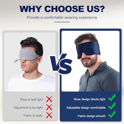 Quelcc Sleep Mask, Silk Eye Mask for Sleeping with Adjustable Strap, Ultra Soft Comfortable Sleeping Mask for Sleeping,Travel, Relax, Yoga, Meditation(Navy Blue) — view 5