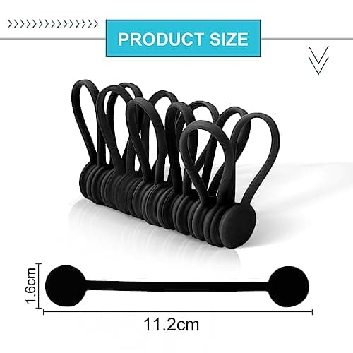 Xrkuu Reusable Magnetic Cable Ties 10Pcs, Silicone Tidy Clips (Black) — view 2