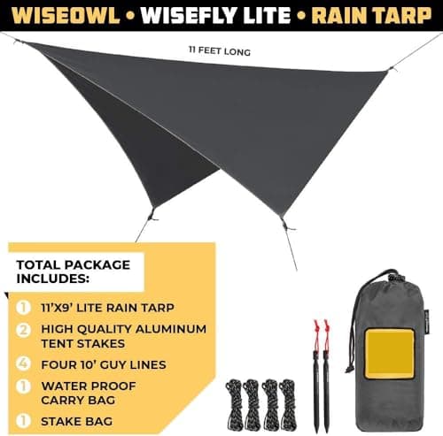 Tarp Awning Waterproof Tent Tarpaulin as Rain and UV Protection for Hammock, Camp Bed, Beach Camping Accessories, Emergency Tent, Outdoor Equipment (Dark Grey) — view 2