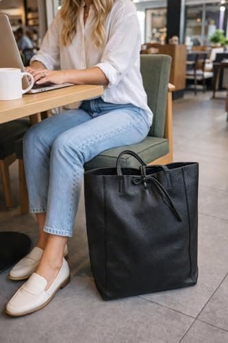LeahWard Large Leather Hobo Shoulder Bag, Women's Genuine Italian Hand Made Leather Shoulder Bags, A4 College School Work Business Bags (Orange) — view 2