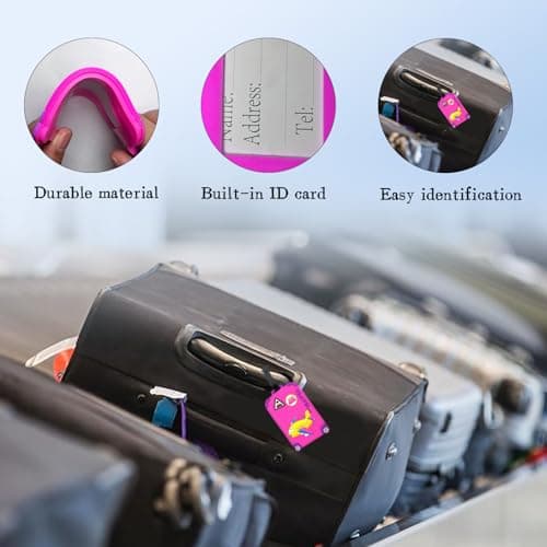 5 Pcs Luggage Tags,Colourful Suitcase Tags with Name ID Card,Silicone Luggage Tag- Perfect for Travellers — view 2