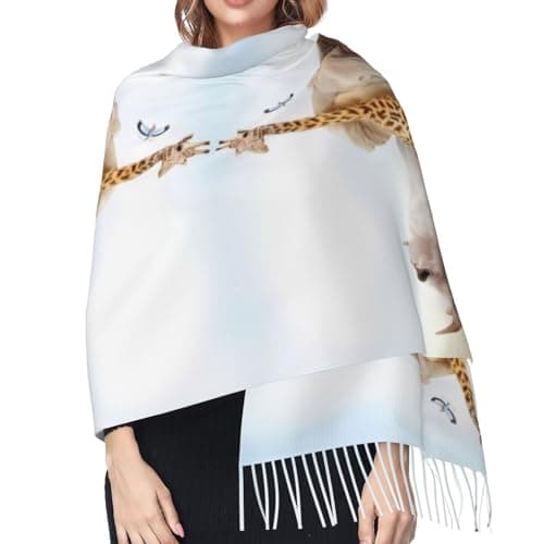 LGHHGY Fringed Scarf for Women – Warm Animal Safari Print Shawl – Perfect for Fall and Winter, Fashionable Travel Accessory — view 4