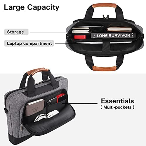 DOMISO 15-15.6 Inch Laptop Sleeve Business Briefcase Computer Case Compatible with Lenovo 15.6" Ideapad 330/16" MacBook Pro/HP EliteBook 850 G3/Envy x360 15/Latitude 3580/Acer Chromebook/Asus,Grey — view 4