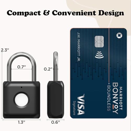 Eseesmart Small Fingerprint Padlock - APP Control,Gym Locker Lock,Keyless USB Charging Smart Lock for Gym Locker, Luggages & Suitcases — view 2