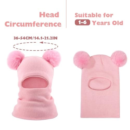 DRESHOW Kids Winter Warm Hat Scarf Baby Earflap Beanies Hood Pom Pom Toddler Hat Windproof Balaclava Kids 1-6 Years — view 3