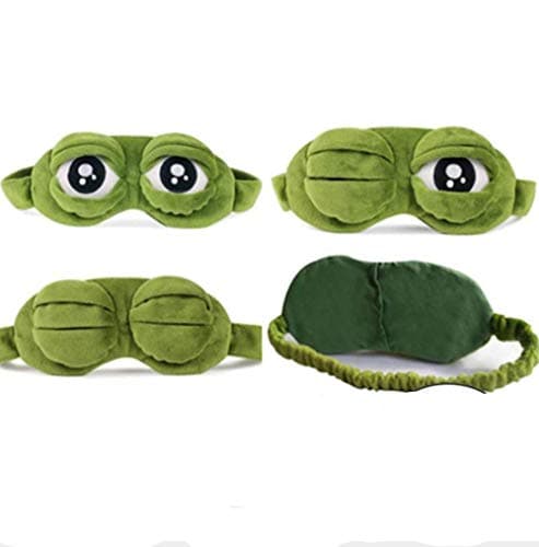 Apanphy® 3D Eye Mask Sleeping, Fluff Face Sleeping Funny Novelty Cartoon Frog Eye Cover Eyeshade Night Mask Sleep Travel Mask (Green) — view 5