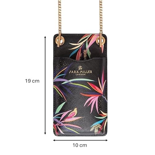 Sara Miller London Phone Crossbody Pouch, Wallet with Card Holders, Women's Travel Bag with Chain Strap, Bamboo Black — view 6