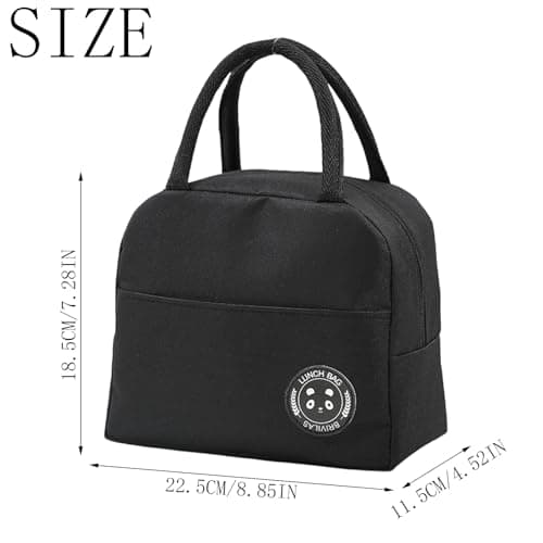 AYNKH Insulated Lunch Bag Container Tote Reusable Cooler Bags with Leak Proof Liner for Adults Kids Work School Picnic Travel (Black) — view 2
