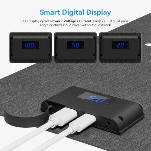 15W Portable Solar Charger with Digital Power Display, USB-C USB-A (for UK) — view 2