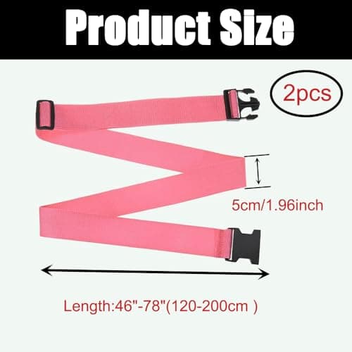 2PCS Luggage Suitcase Straps, Adjustable Travel Accessories Non-Slip Thickened Luggage Belt with Quick Release Buckle, Travel Luggage Straps for Suitcase Baggage (Pink) — view 2