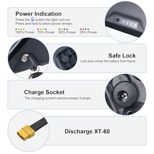 52V 25Ah Ebike Battery, Lithium Electric Bike Battery with 3A Fast Charger, 45A BMS, E-bike Battery Pack for 48V/52V 250W -1700W Bafang & Other Ebike Conversion Wheel, Sumsung 5000 Cells — view 6