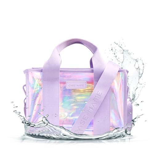 Case-Mate Soap Bubble Mini Beach Tote - Iridescent Beach Bag with Crossbody Strap for Women - Waterproof, Tip-Proof, Foldable & Washable - Tote Bag for Pool, Travel and Vacation - Small
