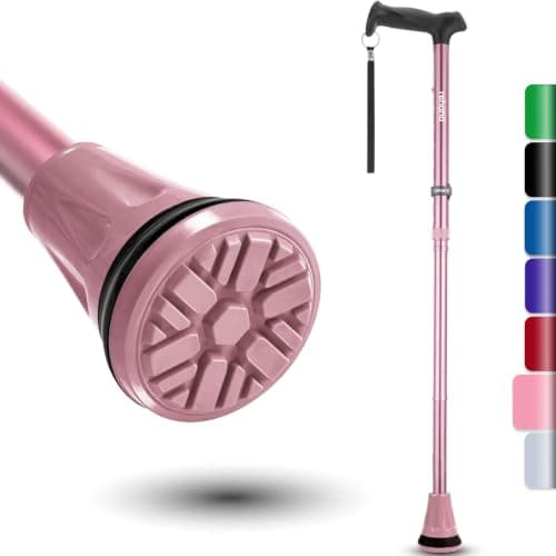 REHAND Walking Cane - Foldable, Adjustable, Collapsible Walking Canes for Men & Women, Heavy Duty All Terrain Tip, with Travel Bag | Walking Sticks for Seniors & Adults