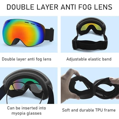 DAVBNM Snowboard Ski Goggles Men Women Youth,Windproof and UV Protection,Winter Snow Goggles Spherical,Winter Sports Protective Glasses,Suitable for Outdoor Sports — view 5