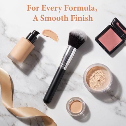 Foundation Brush Flat Top Kabuki, Liquid Makeup Blender Brush for Flawless Finish, Professional Synthetic Fibre Brush for Cream, Powder & Concealer, Travel-Size Makeup Tool — view 2