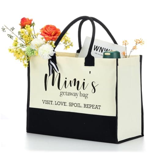 HODREU Grandma Gifts Canvas Tote Bag Birthday Gifts for Grandma Waterproof Beach Bag Appreciation Gifts for Women Grandmother, White401, L — view 2