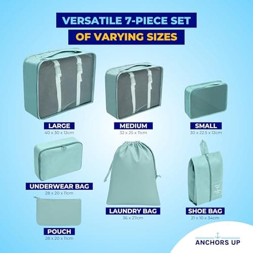 Cruise Approved Packing Cubes – 7 Piece Set with Laundry Bag, Shoe Bag & Accessory Pouch – Waterproof, Lightweight & Organised Travel Storage for Suitcases & Cruise Cabin Wardrobes – Cruise Essentials — view 5