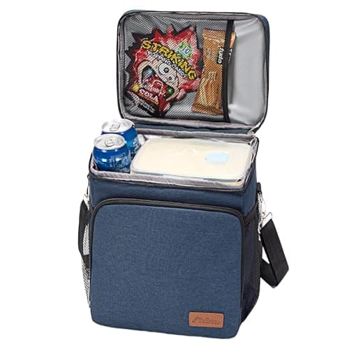 TuErcao Small Soft Ice Chest, 18 Can Cooler for Men Work Camping Beach Travel, Leakproof Portable Lightweight Collapsible Cooler with Shoulder Strap, Insulated CoolerBag for Road Trip Car, Blue