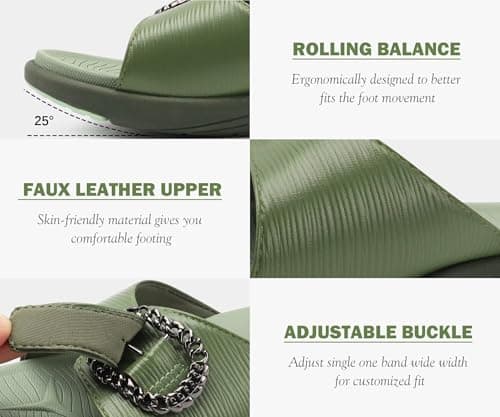 COFACE Womens Orthotic Slides Yoga Mat Arch Support Strap Sandals Green 5.5 — view 4