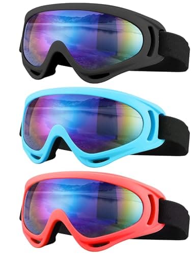 SixYard Ski Goggles, Motorcycle Goggles, 3 Pack Snowboard Snow Goggles for Men Women Adult Youth (Style 5)