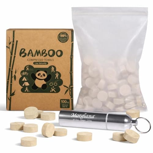 MORGIANA Bamboo Compressed Towels – 100-Pack with Aluminum Case for Travel