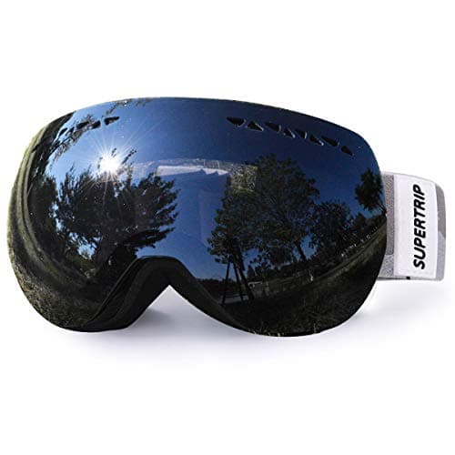 Supertrip Ski Goggles Over Glasses UV400 Anti-fog Skiing/Snowboard Goggles for Men & Women Professional Snowmobile Skate Goggles(black)