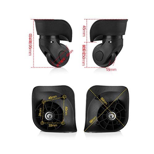 Luggage Replacement Wheels, Silent 360 Repair Kit for Suitcase Trolley PVC Black 1 Pair with Screws Fits 31 33 40 45mm Hole Spacing Travel Home DIY — view 5