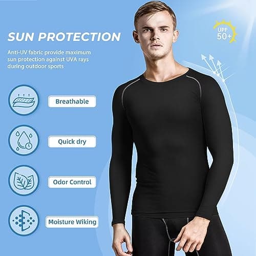 Sillictor Thermal Underwear Mens Long Johns Sets Winter Fleece Lined Top and Bottoms Quick Dry Compression Ski Base Layer Mens Underlayer for Football Cycling Hiking,Sweat Wicking 35 35 Black S — view 4