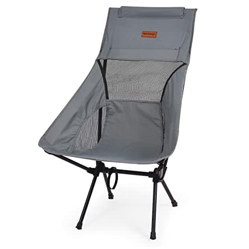 Rainberg Ultra Lightweight High Back Camping Chair, Folding Chair, Camping Chairs for Adults, Foldable Garden Outdoor Picnic BBQ Chairs. (Pack of 1, Grey)