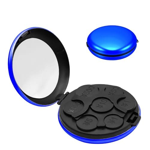 Portable 7-Slot Yen Coin Holder with Mirror, Compact Change Organizer for Car Travel Daily Use, Blue Currency Sorter Wallet Accessory for Japanese Money