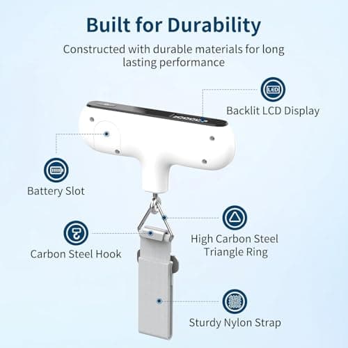 Ultrean Luggage Scale, 110 Lb/ 50Kg Handheld Baggage Scale, Portable Digital Weight Scale Electronic Suitcase Scale Hanging Scales with Rubber Paint, Hook (White) — view 3