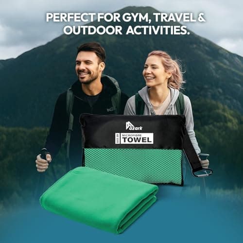 azark Microfibre Towel – Quick Dry, Lightweight & Super Absorbent – Gym, Travel, Yoga, Camping & Beach – Soft & Durable – Multiple Sizes (Mint Green, Large) — view 6