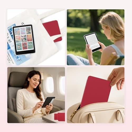 Litvana Detachable Magnetic Case for 7'' Kindle Paperwhite 12th Gen 2024 and Kindle Colorsoft Signature Edition, Slim PU Shell Cover Case with Auto Wake/Sleep, Red — view 5
