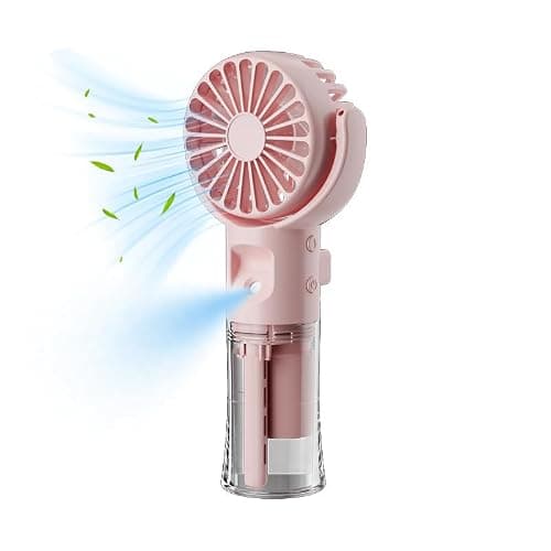 dididudi Misting Fan Mini Handheld Fans with Lanyard USB Rechargeable Portable Fans Pocket-Size Cooling Desk Rotating Fan for Travel Kids Women Summer Gift for School Office Outdoor Camping (Pink) — view 2