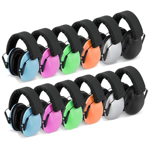 Elecoman 12 Pack Kids Noise Cancelling Headphones, 27dB Safety Hearing Protection For Kids Toddlers, Adjustable Ear Muffs In Light Blue, Green, Orange, Silver, Black, Pink