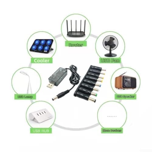 Honseadek USB Power Boost Cable, 5V To 6V/9V/12V Step-Up Converter With 8 DC Heads, 6W-7W Output For Routers, Dashcams, LED Lights, Portable Travel Use(5V5.5 * 2.1mm) — view 2