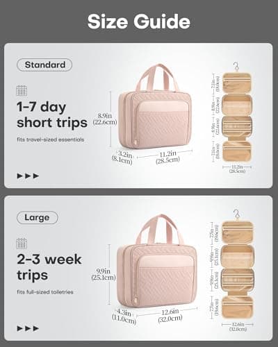HOTOR Hanging Travel Toiletry Makeup Bag Women, Holiday Essentials, Pink — view 2