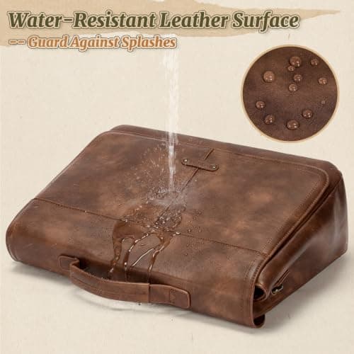 RAINSMORE Laptop Messenger Bag 15.6 Inch, Waterproof Vintage Vegan Leather Briefcase for Men, Large Professional Business Satchel, Work Shoulder Bag for Office University Travel & Computer Brown — view 5