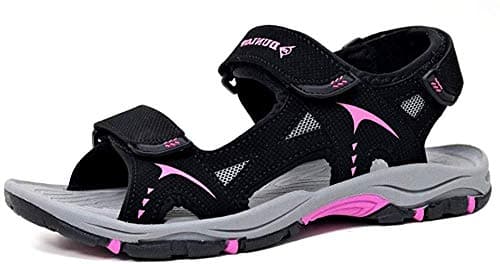 DUNLOP Ladies Flat Open Toe Sports Trekking Walking Hiking Sandals (Black Fuchsia 031, UK Footwear Size System, Adult, Women, Numeric, Medium, 7) — view 2