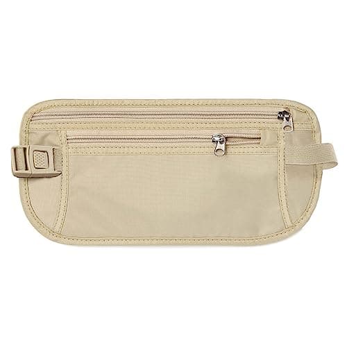 YuanYouTong Secure Travel Money Belt, Anti-Theft Passport Holder Wallet, Hidden Under Clothes Belt Wallet, Security Travel Pouch, Waterproof Waist Bumbag for Money, Cards and Keys