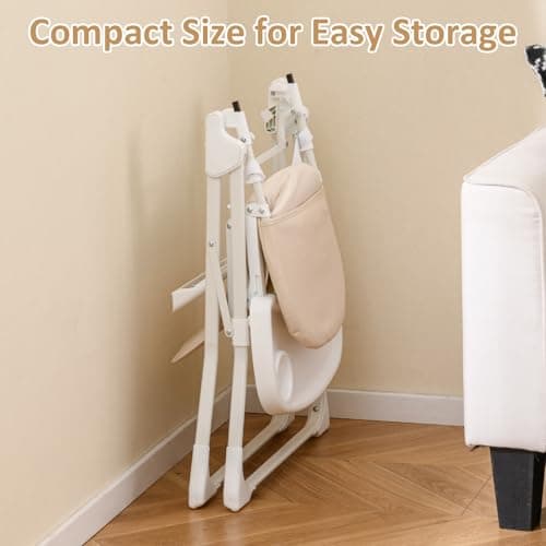 INFANS Baby High Chair, Quick One-Hand Fold Highchair for Babies and Toddlers with Adjustable Footrest Removable Dishwasher Tray PU Seat, Compact Highchairs for 6-36 Months (Beige) — view 6