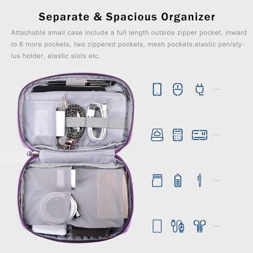 Voova Laptop Sleeve 13-14 Inch, Waterproof Case with Pouch, Lavender — view 2