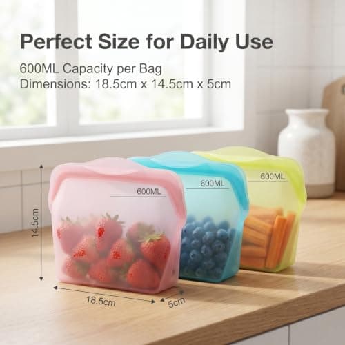 Kaaeiccr Everbag Silicone Food Storage Bags, Reusable Stand Up Bags — view 5