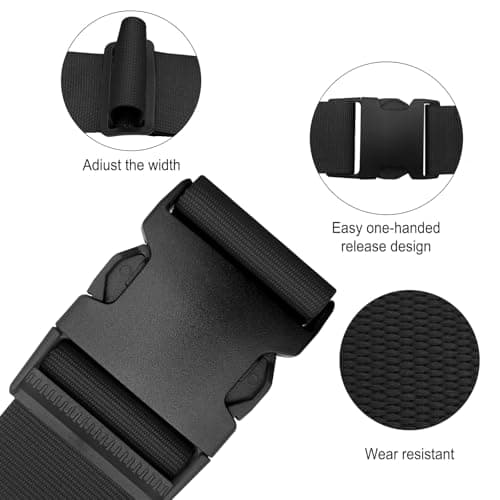 Aulese 2 Pack Luggage Straps, Adjustable Suitcase Straps with Luggage Tags, High-Visibility Luggage Straps for Suitcases, Travel Accessories Luggage Belt for Baggage (Black) — view 6