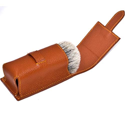 Parker Safety Razor Genuine Leather Travel Shave Brush Case (Saddle Brown) — view 2