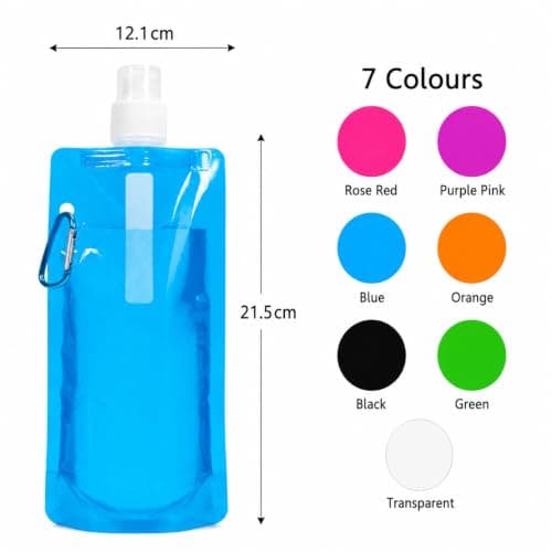 7 Foldable Water Bottles with Carabiner Clip 500ml Collapsible Flasks — view 2