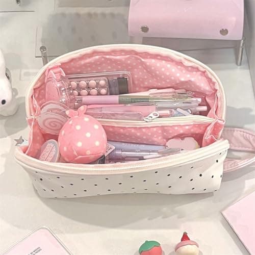 Dotted Pencil Pouches Large Capacity Polyester Pencil Case Multipurpose Pen Organiser Bag for School Offices Travel Case Pen Stationery Large Capacity Bag Back to School Supplies College Essentials — view 5