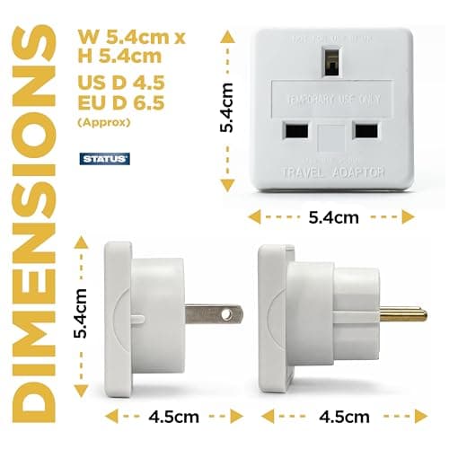 STATUS International and European Travel Adaptor Set with Storage Tube, Dual Plug Power Adapters for Worldwide and EU Socket Compatibility, White, 2 Pack (SCTA2PKX6) — view 2