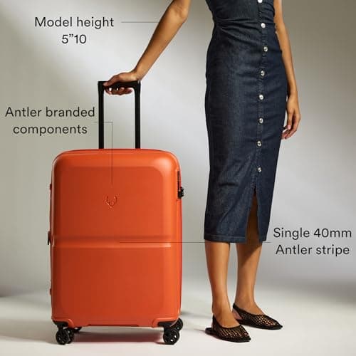 ANTLER Single Stripe Hard Shell Medium Suitcase + Laundry Bag - 68x46x31cm 89L, Expandable, Lightweight, 4 Spinner Wheels, TSA Lock - Durable Check in Luggage - Ember Orange — view 5